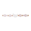 Natural Rose Quartz & Freshwater Shell Moon Charm Bracelets BJEW-MZ00303-03-2