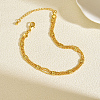 Brass 3-Strand Ball Chain with Matte Square Anklets for Women MX4097-4