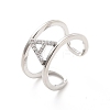 Clear Cubic Zirconia Initial Letter Open Cuff Ring RJEW-A012-01P-A-2