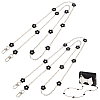 2Pcs Alloy Black Enamel Flower Link Purse Chains AJEW-PH0012-25-1