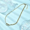 304 Stainless Steel Oval Lock Clasps Pendant Figaro Chain Necklaces for Women NJEW-JN06169-01-1
