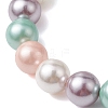 8mm Round Polished Shell Pearl Stretch Bracelets BJEW-JB10878-01-3