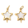 304 Stainless Steel Pave Natural White Shell Star Connector Charms STAS-Q345-34G-1