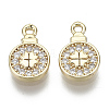 Brass Micro Pave Clear Cubic Zirconia Charms KK-S348-518-NF-1