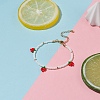Glass Seed Braided Strawberry Charms Bracelet for Women BJEW-TA00140-01-2