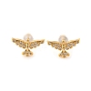 Eagle Brass Micro Pave Clear Cubic Zirconia Stud Earrings EJEW-B131-06G-4