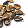 Teardrop Natural Tiger Eye Pendants G-Q368-06-1