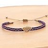 Vintage Bohemian Cotton Cord Braided Bracelets with Brass Micro Pave Clear Cubic Zirconia Eye Beads HL6263-23-1