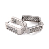 Rectangle 304 Stainless Steel Micro Pave Cubic Zirconia Hoop Earrings for Women EJEW-E311-02P-2