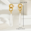 Vintage Long Teardrop Stainless Steel Imitation Pearl Stud Earrings BM9992-3