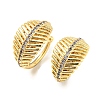 Leaf Rack Plating Brass Micro Pave Cubic Zirconia Cuff Earrings for Women EJEW-F326-05G-1