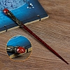 Natural Red Agate Magic Wand with Wooden Findings PW-WG44227-07-1