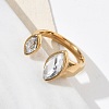 304 Stainless Steel Pave Clear Cubic Zirconia Cuff Open Rings for Women RJEW-F207-03D-G-5