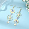Brass & Natural Amethyst Dangle Earrings EJEW-TA00832-1