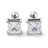 Square 316 Surgical Stainless Steel Pave Cubic Zirconia Cartilage Earrings for Women Men EJEW-Z050-34A-01P-1