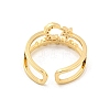 Star & Moon Brass Micro Pave Clear Cubic Zirconia Open Cuff Rings RJEW-G309-31G-3