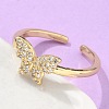 Adjustable Brass Micro Pave Clear Cubic Zirconia Cuff Rings X-RJEW-G096-42G-3