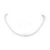 Shell Pearl Round Beaded Necklaces & Stud Dangle Earrings Sets for Women SJEW-JS01349-3