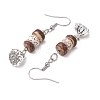 Natural Coconut Bodhi & Alloy Dangle Earrings EJEW-JE06173-01-4