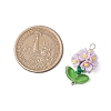 Glass Seed Beaded Flower Pendants PALLOY-MZ00521-04-2