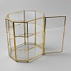 3-Tier Hexagon Glass Jewelry Organizer Display Cases with Iron Frame ODIS-WH0025-335B-2