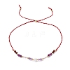 Faceted Round Natural Amethyst & Quartz Crystal Braided Bead Bracelets BJEW-F493-09G-05-2