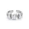 Brass Micro Pave Cubic Zirconia Cuff Open Rings WGED779-02-1