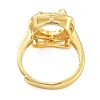 Rack Plating Square Brass Micro Pave Cubic Zirconia Adjustable Ring Components KK-Q819-11G-3