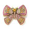 Butterfly Alloy Rhinestone Brooches for Backpack Clothes JEWB-R051-07AG-02-1