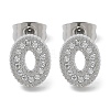 304 Stainless Steel Micro Pave Clear Cubic Zirconia Stud Earrings STAS-Z107-01P-03-4