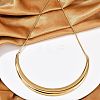 304 Stainless Steel Arc Shaped Pendant Snake Chain Necklaces for Women NJEW-B122-03G-1