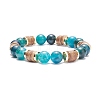 Natural Coconut & Stone Beaded Stretch Bracelet for Women BJEW-JB07546-6