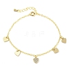 Brass Micro Pave Clear Cubic Zirconia Charm Bracelets for Women BJEW-C083-07G-4