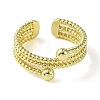 Rack Plating Brass Triple Line Open Cuff Ring for Women RJEW-K243-04G-4