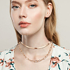 ANATTASOUL 4Pcs 4 Style Alloy Paperclip & Herringbone Chain Necklaces Set NJEW-AN0001-09-4