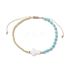 3mm Round Faceted Dyed Natural Magnesite & Seed Beads Braided Bead Bracelets BJEW-JB10594-01-1