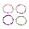 Drawbench & Baking Paint Round Glass Stretch Bracelets BJEW-JB12614-1