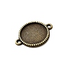 Tibetan Style Alloy Flat Round Cabochon Connector Settings TIBE-Q038-001D-AB-NR-2