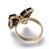 Adjustable Brass Glass Finger Rings RJEW-P148-A01-11-3