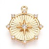 Brass Micro Pave Clear Cubic Zirconia Pendants KK-T075-26G-1