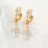 201 Stainless Steel Cross Hoop Earrings XZ9263-2