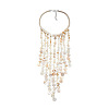 Resin Disc Long Tassel Cotton Rope Bib Necklaces with Alloy End Chains for Women FS-WG31146-01-5