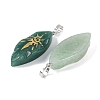 Natural Green Aventurine Gold Sun Pattern Pendants G-L524-14P-01-2