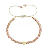 Adjustable Faceted Glass & Heart Brass Bead Braided Bracelets RF4294-1-1