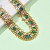 304 Stainless Steel & Glass Double Layers Chain Bracelets for Women BJEW-F540-10G-6