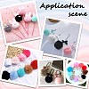 12Pcs Handmade Faux Rabbit Fur Pom Pom Ball Covered Pendants WOVE-SC0001-06F-4
