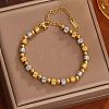 Two-tone 304 Stainless Steel Beaded Bracelets for Women WG0A43A-02-1