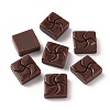 Square Fan Chocolate Opaque Resin Cabochos RESI-WH0026-70A-2