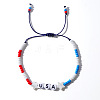 USA Flag Glass Beaded Bracelet for Couples with American Style AI5319-1