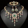 Teardrop Alloy Rhinestone Pendant Necklaces & Stud Dangle Earrings & Ring & Link Bracelets for Women FS-WGDCA78-01-1